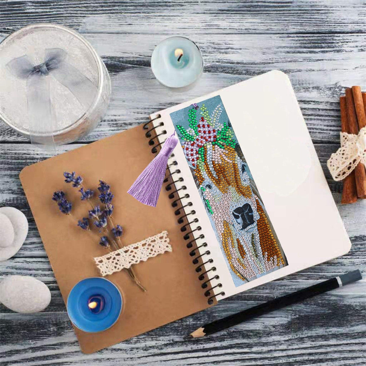 Diamonds Painting Bookmarks with Tassel Pendant Bookmark Art Craft for DIY MakingDeer Pattern