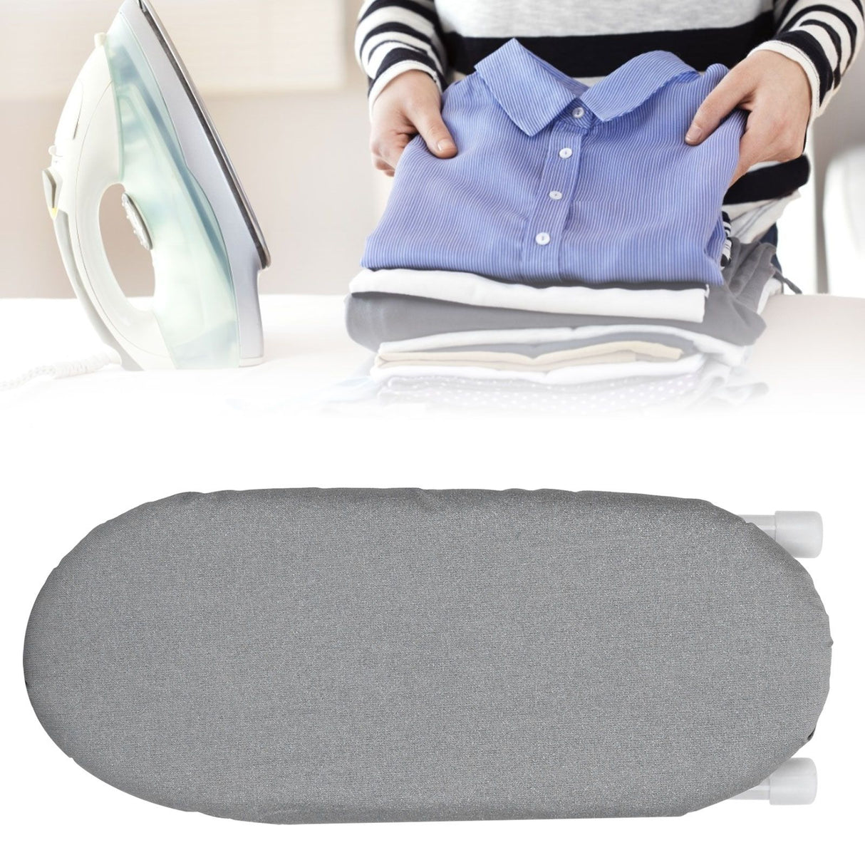 Mini Ironing Board Foldable Sleeve Cuffs Collars Ironing Table for Home Travel UseSilver Cloth