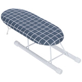 Mini Ironing Board Foldable Sleeve Cuffs Collars Ironing Table for Home Travel UseDark Blue Grid