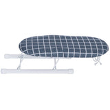 Mini Ironing Board Foldable Sleeve Cuffs Collars Ironing Table for Home Travel UseDark Blue Grid - Close-Up Angle
