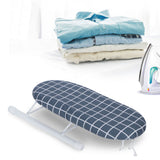 Mini Ironing Board Foldable Sleeve Cuffs Collars Ironing Table for Home Travel UseDark Blue Grid