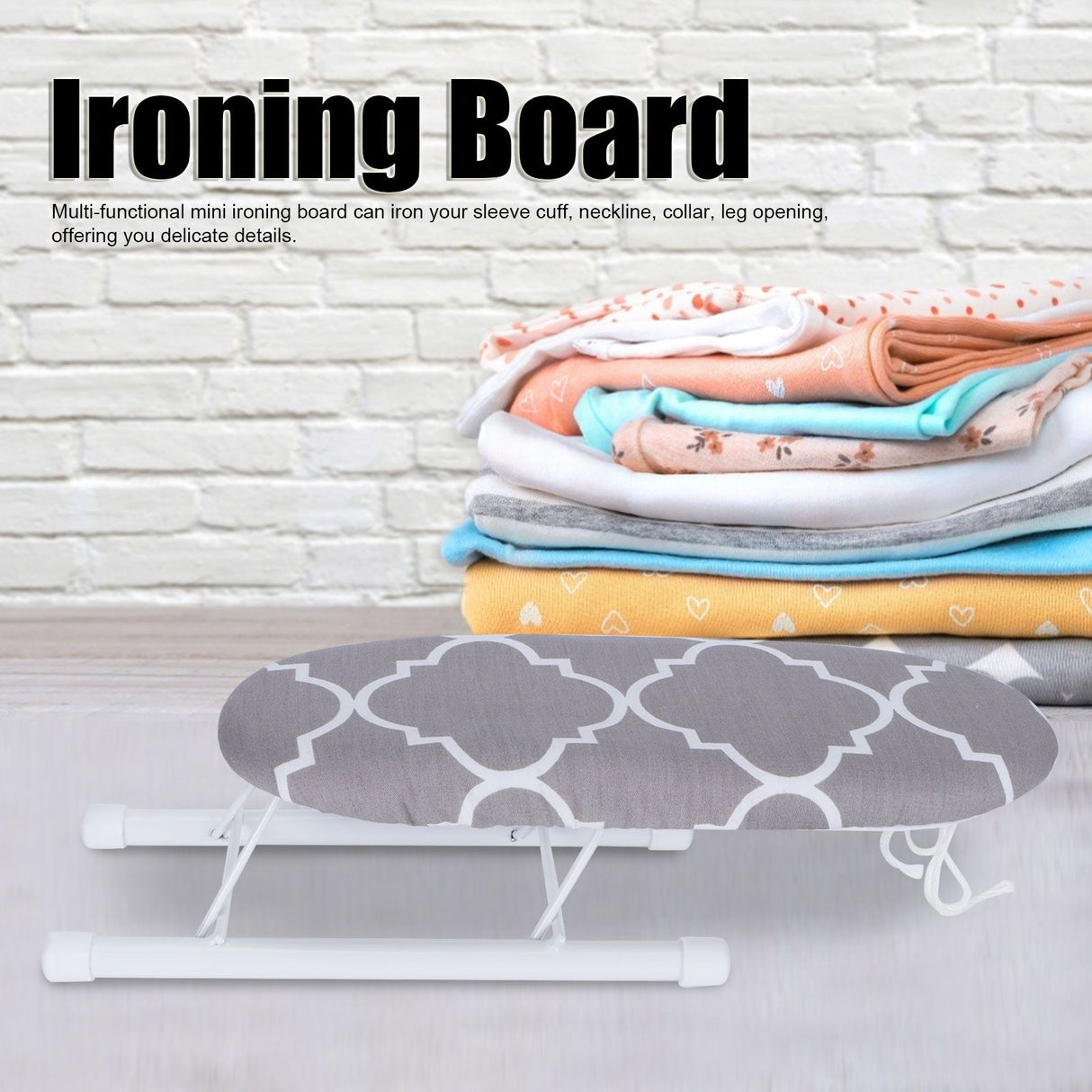 Mini Ironing Board Foldable Sleeve Cuffs Collars Ironing Table for Home Travel UseClassic Grid