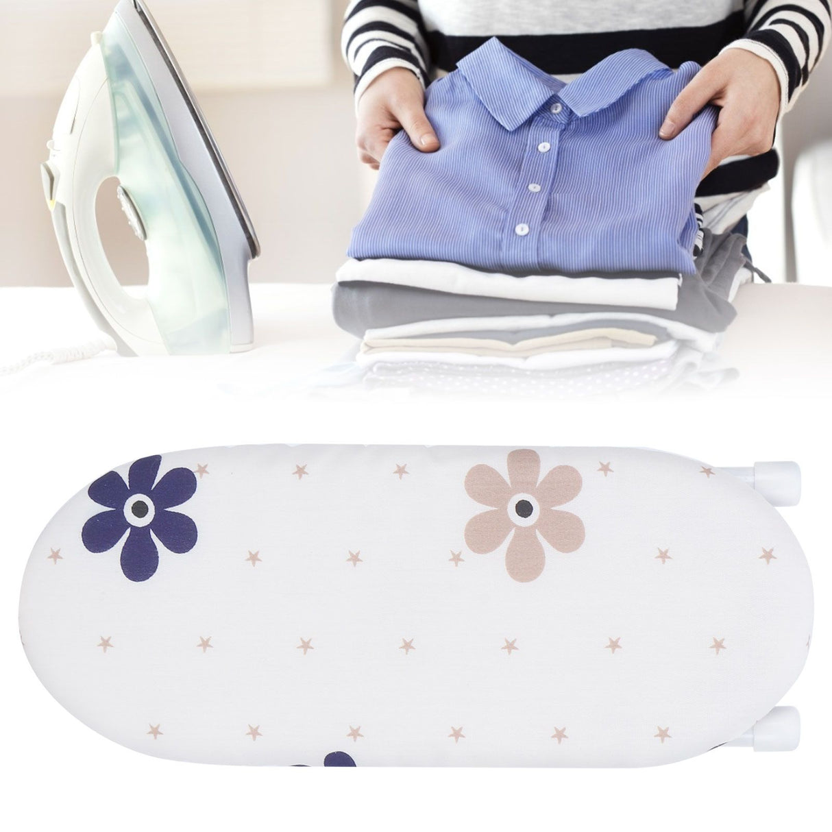 Mini Ironing Board Foldable Sleeve Cuffs Collars Ironing Table for Home Travel UseFlower Cluster