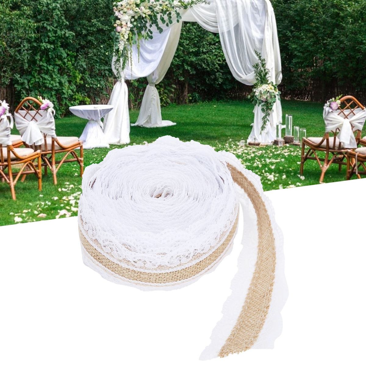 10m DIY Jute Lace Roll Wedding Birthday Party Decoration Crafts Clothing Accessories