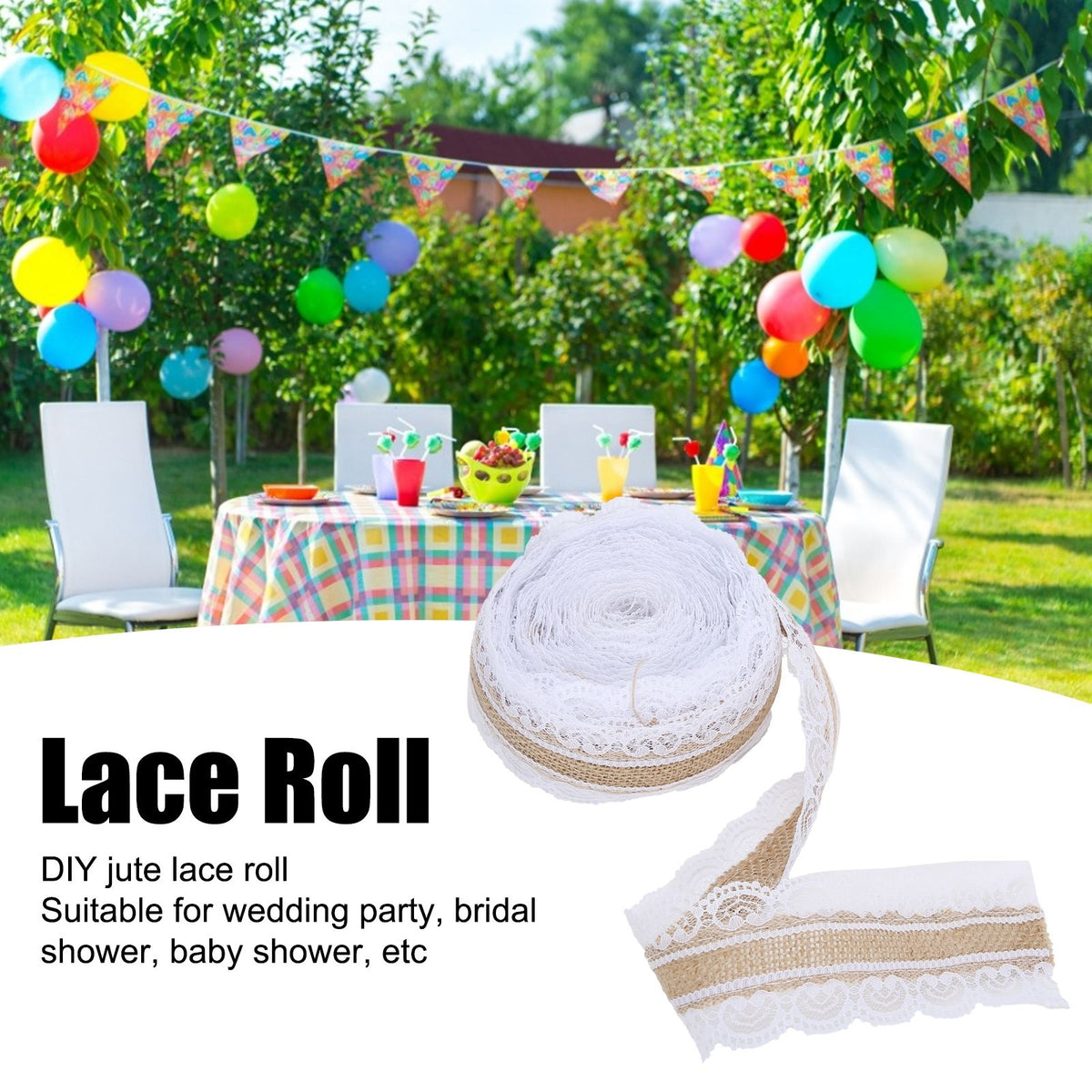 10m DIY Jute Lace Roll Wedding Birthday Party Decoration Crafts Clothing Accessories