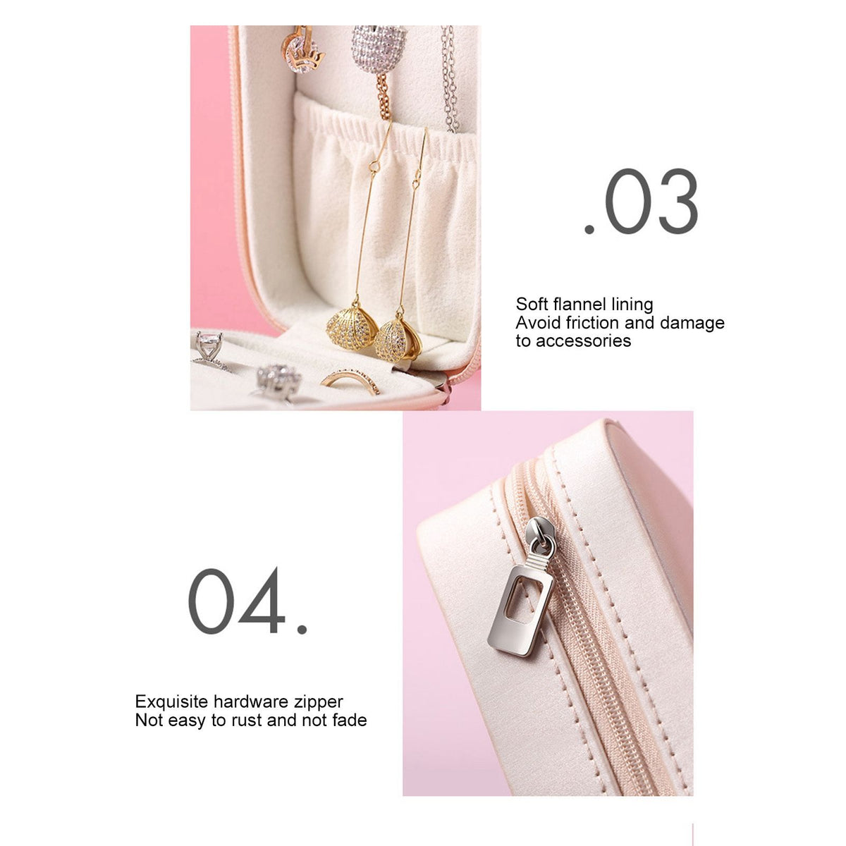 Portable Jewelry Organizer PU Fashion Earrings Necklace Rings Packaging Display Collection Case