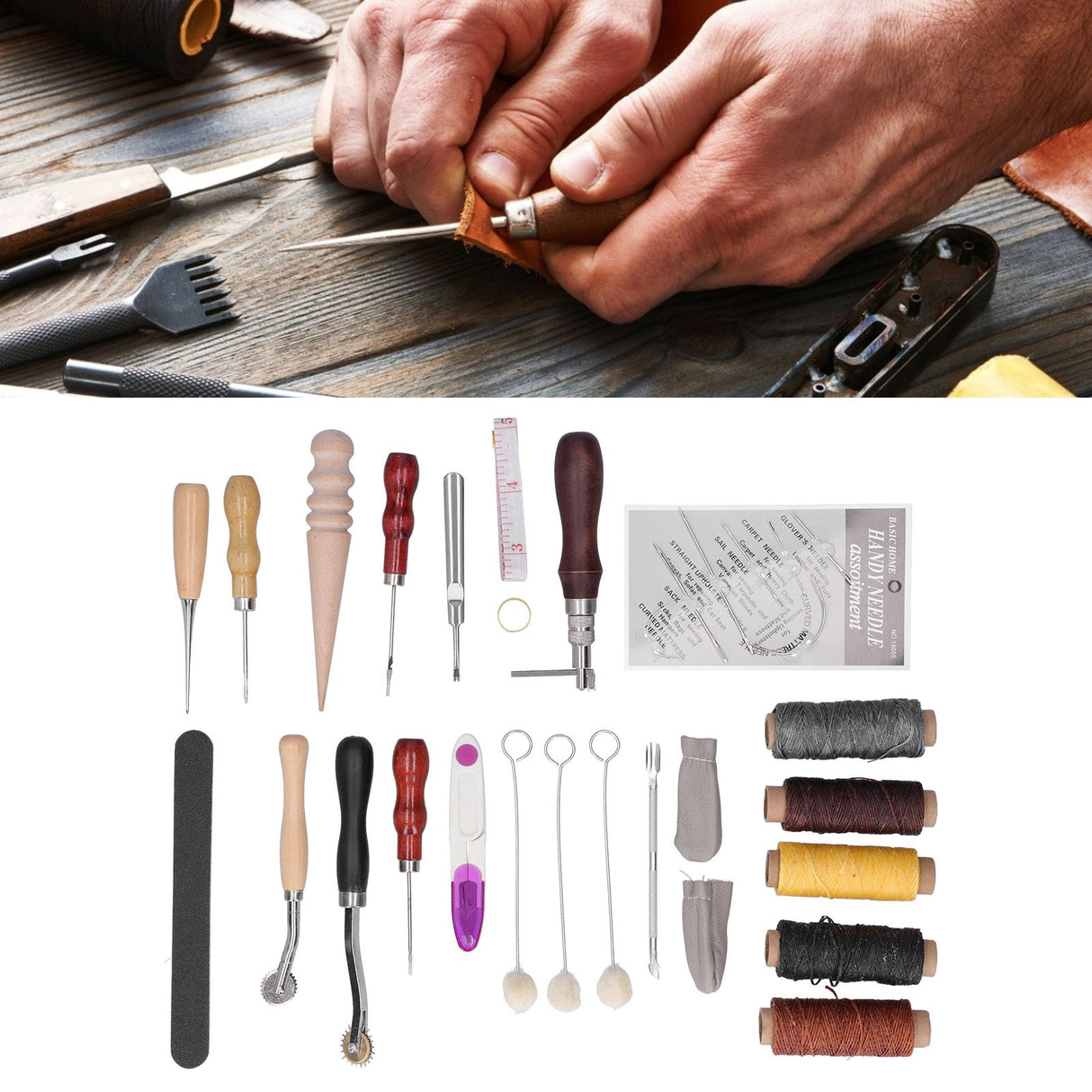 31PCS Leather Sewing Tools DIY Leather Craft Tools Hand Stitching Tool Set Sewing Accessories