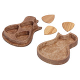 Guitar Pick Box Holder Collector with 3Pcs Wooden Picks Musical Instrument Accessory