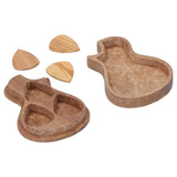 Guitar Pick Box Holder Collector with 3Pcs Wooden Picks Musical Instrument Accessory
