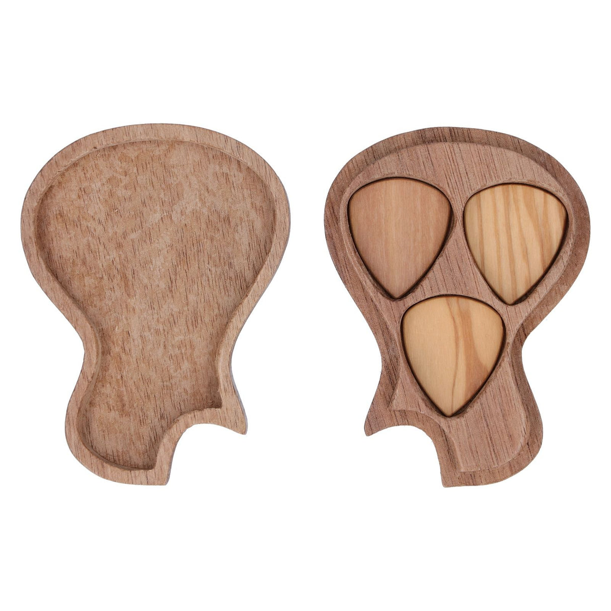 Guitar Pick Box Holder Collector with 3Pcs Wooden Picks Musical Instrument Accessory