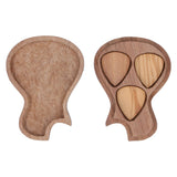 Guitar Pick Box Holder Collector with 3Pcs Wooden Picks Musical Instrument Accessory