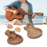 Guitar Pick Box Holder Collector with 3Pcs Wooden Picks Musical Instrument Accessory