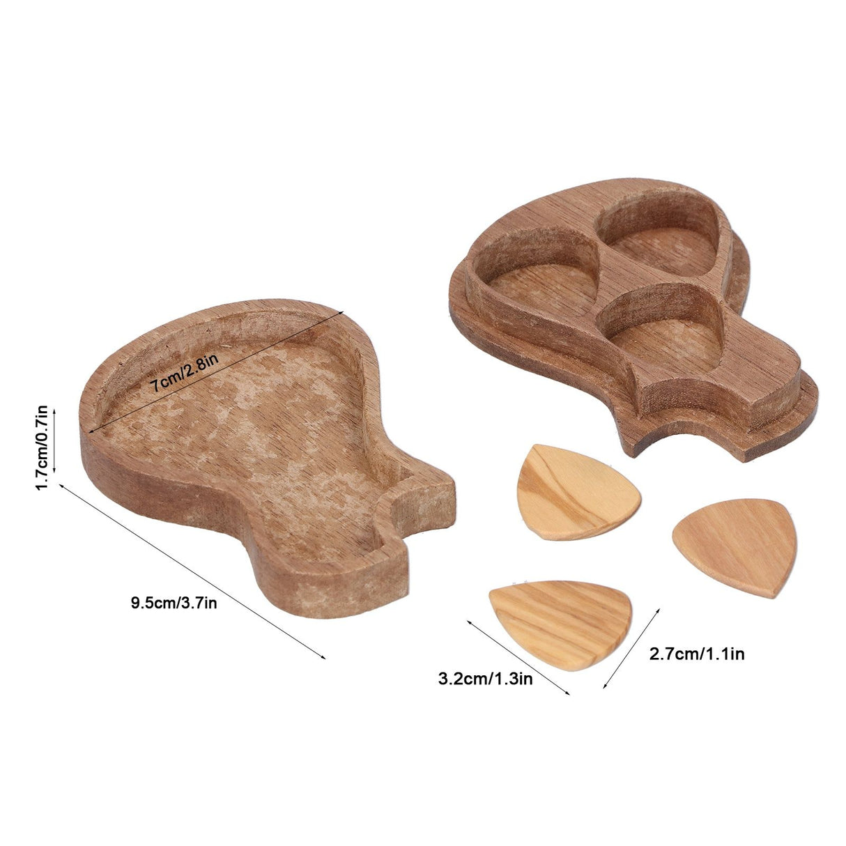 Guitar Pick Box Holder Collector with 3Pcs Wooden Picks Musical Instrument Accessory