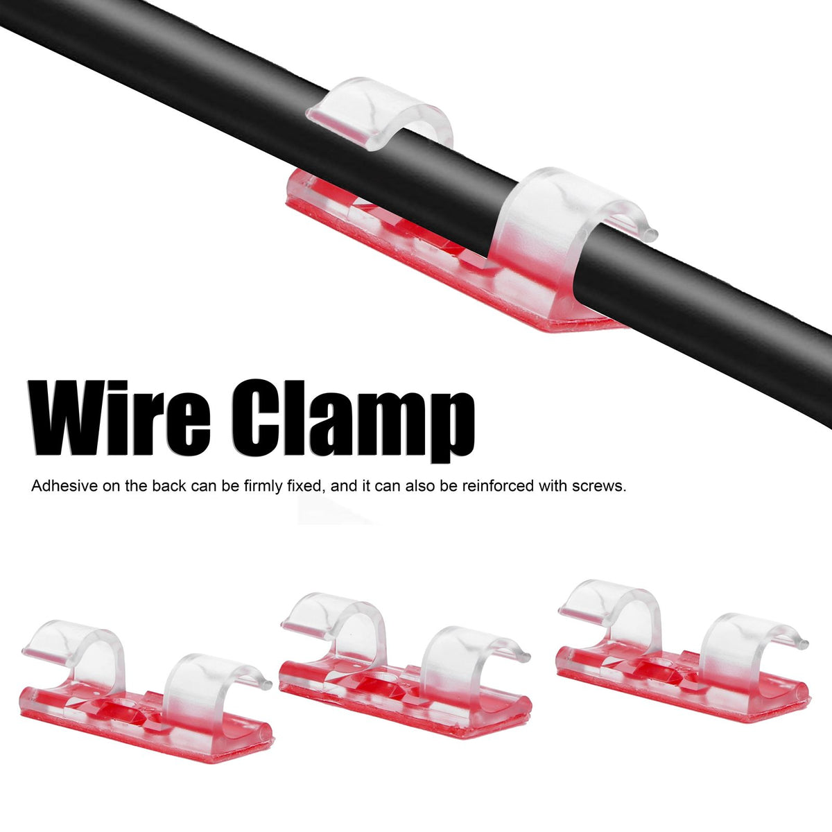 20Pcs Wire Clamp Self adhesive Line Cable Clip Buckle Fastener Desktop Organizer(Transparent )
