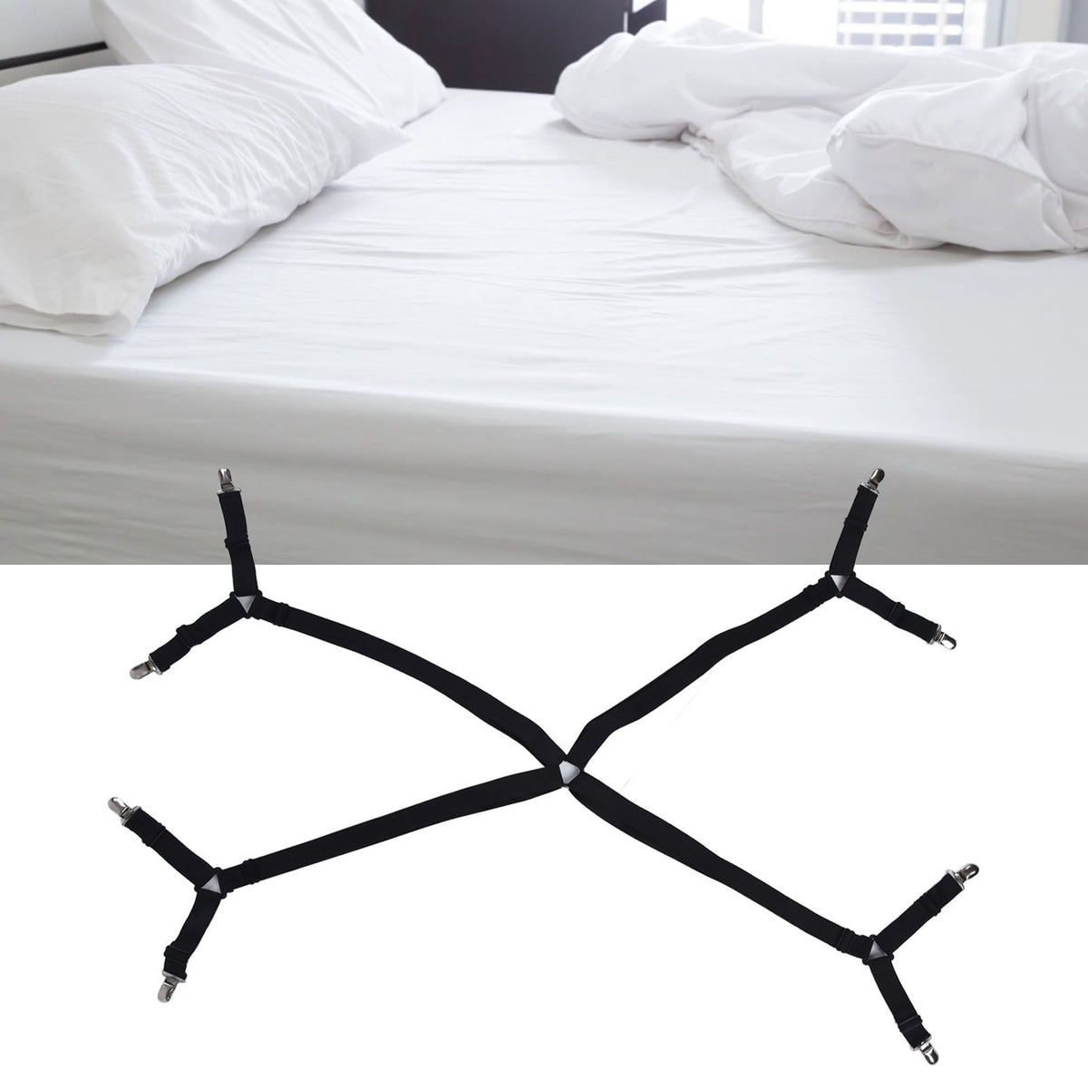 Bed Sheet Clip Lengthened Non Slip Multifunctional Adjustable Bed Sheet Holder for Home HouseholdBlack