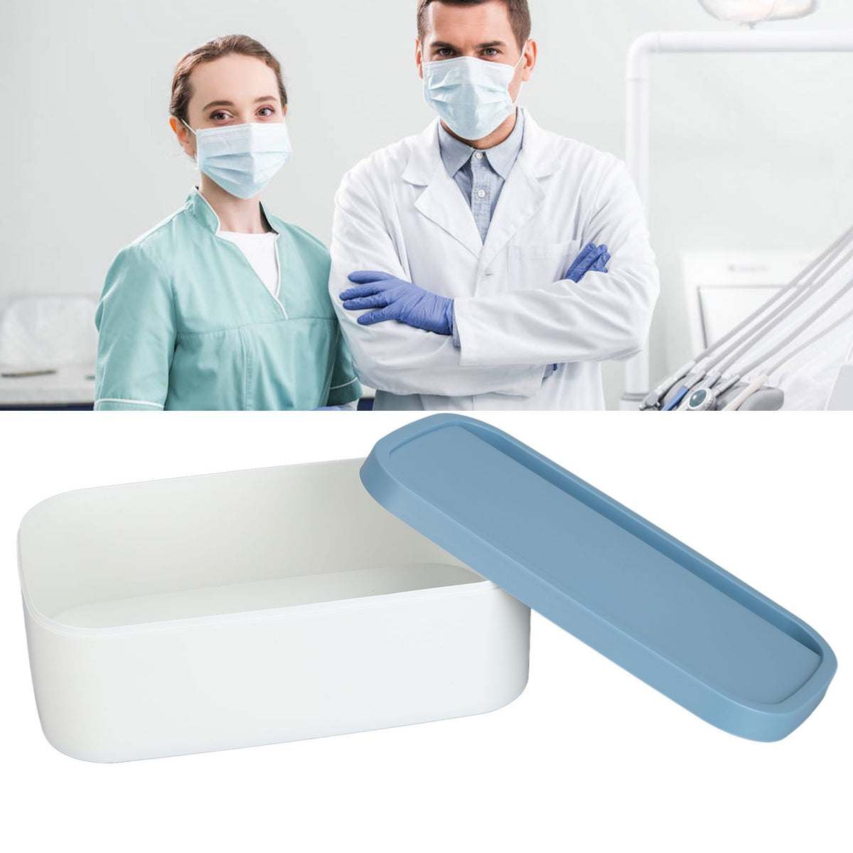 Portable Storage Box Reusable Dustproof Mouth Muffle Face Cover Organizer High Capacity for Home SchoolBlue