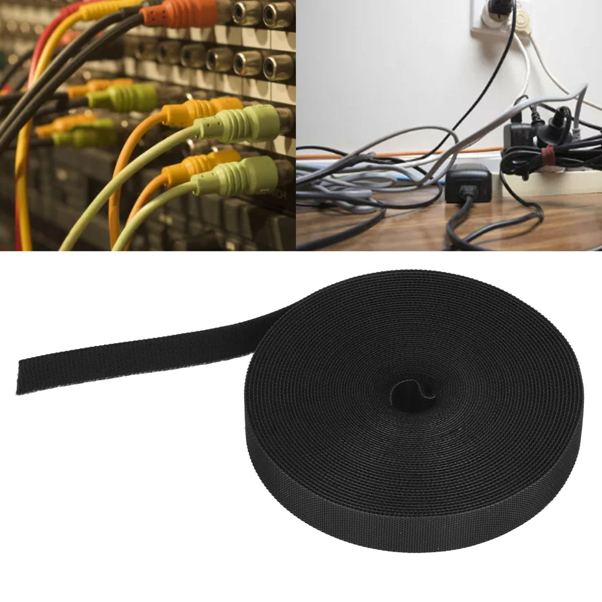 Hook and Loop Cable Ties Multipurpose Reusable Fastening Nylon Tape for Wire Management10 meter / 32.8ft