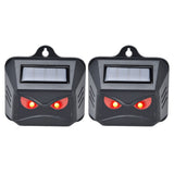 2pcs Animal Repeller Red LED Strobe Lights Waterproof Design Solar Automatic Charging ABS Housing Black Deterrent Tool