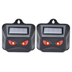 2pcs Animal Repeller Red LED Strobe Lights Waterproof Design Solar Automatic Charging ABS Housing Black Deterrent Tool