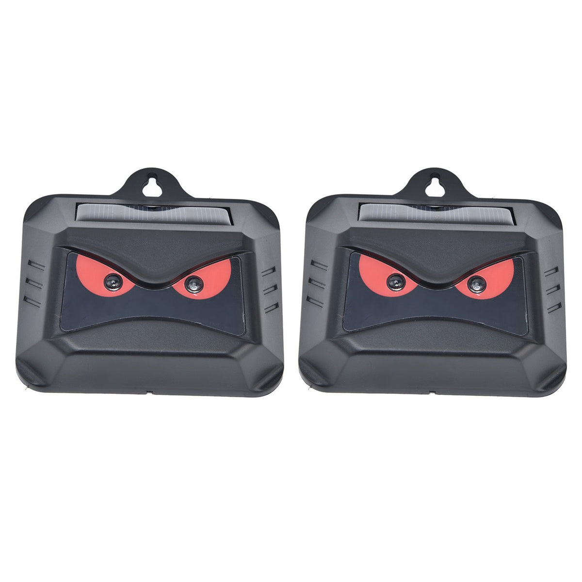 2pcs Animal Repeller Red LED Strobe Lights Waterproof Design Solar Automatic Charging ABS Housing Black Deterrent Tool