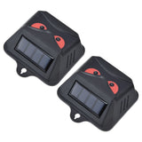 2pcs Animal Repeller Red LED Strobe Lights Waterproof Design Solar Automatic Charging ABS Housing Black Deterrent Tool - Side View