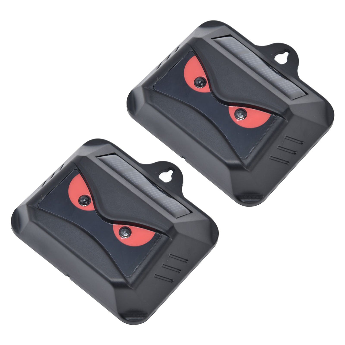 2pcs Animal Repeller Red LED Strobe Lights Waterproof Design Solar Automatic Charging ABS Housing Black Deterrent Tool
