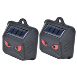 2pcs Animal Repeller Red LED Strobe Lights Waterproof Design Solar Automatic Charging ABS Housing Black Deterrent Tool