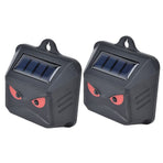 2pcs Animal Repeller Red LED Strobe Lights Waterproof Design Solar Automatic Charging ABS Housing Black Deterrent Tool