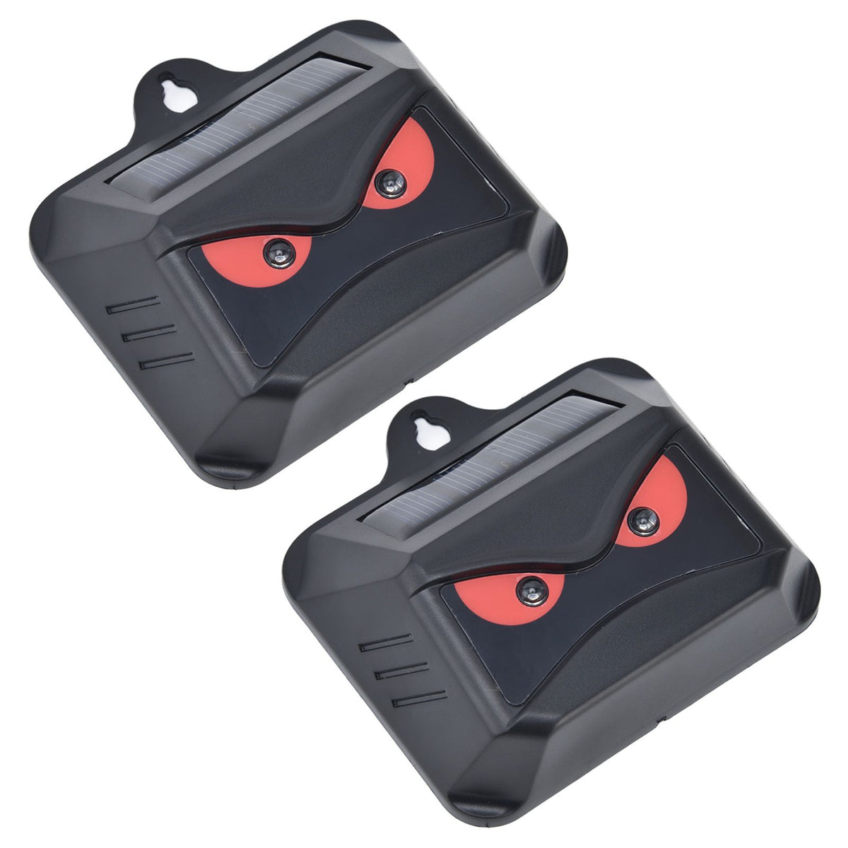 2pcs Animal Repeller Red LED Strobe Lights Waterproof Design Solar Automatic Charging ABS Housing Black Deterrent Tool