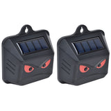 2pcs Animal Repeller Red LED Strobe Lights Waterproof Design Solar Automatic Charging ABS Housing Black Deterrent Tool