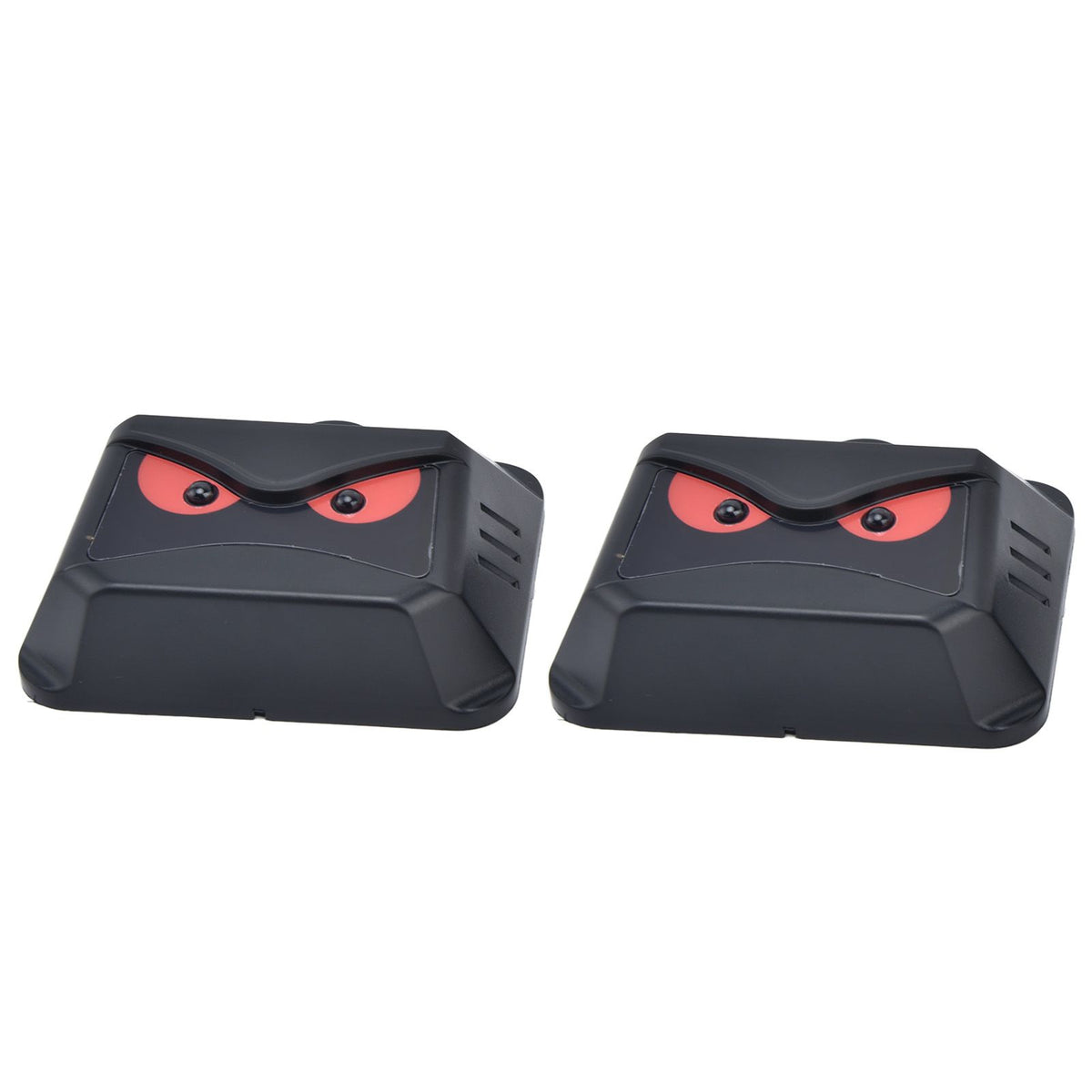 2pcs Animal Repeller Red LED Strobe Lights Waterproof Design Solar Automatic Charging ABS Housing Black Deterrent Tool