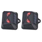 2pcs Animal Repeller Red LED Strobe Lights Waterproof Design Solar Automatic Charging ABS Housing Black Deterrent Tool