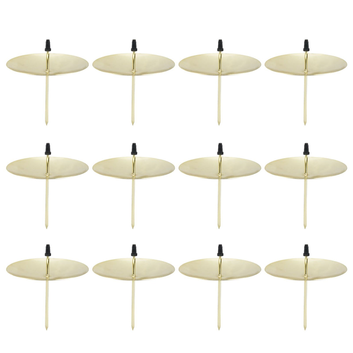 12pcs Candle Plate Iron Material 7x6.5cm/2.8x2.6in Gold Stable Reliable Decorative Wearable Fixing Holder for Party