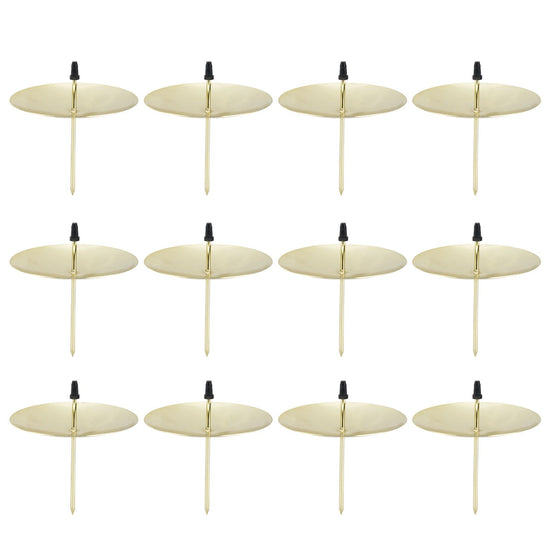 12pcs Candle Plate Iron Material 7x6.5cm/2.8x2.6in Gold Stable Reliable Decorative Wearable Fixing Holder for Party