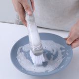 Hydraulic Brush Automatic Adding Liquid Pot Soft Kitchen Brush Kitchen Utensils for Pot Bowl1Pc Handle 1Pc Brush 1Pc Sponge