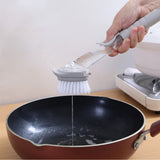 Hydraulic Brush Automatic Adding Liquid Pot Soft Kitchen Brush Kitchen Utensils for Pot Bowl1Pc Handle 1Pc Brush 1Pc Sponge