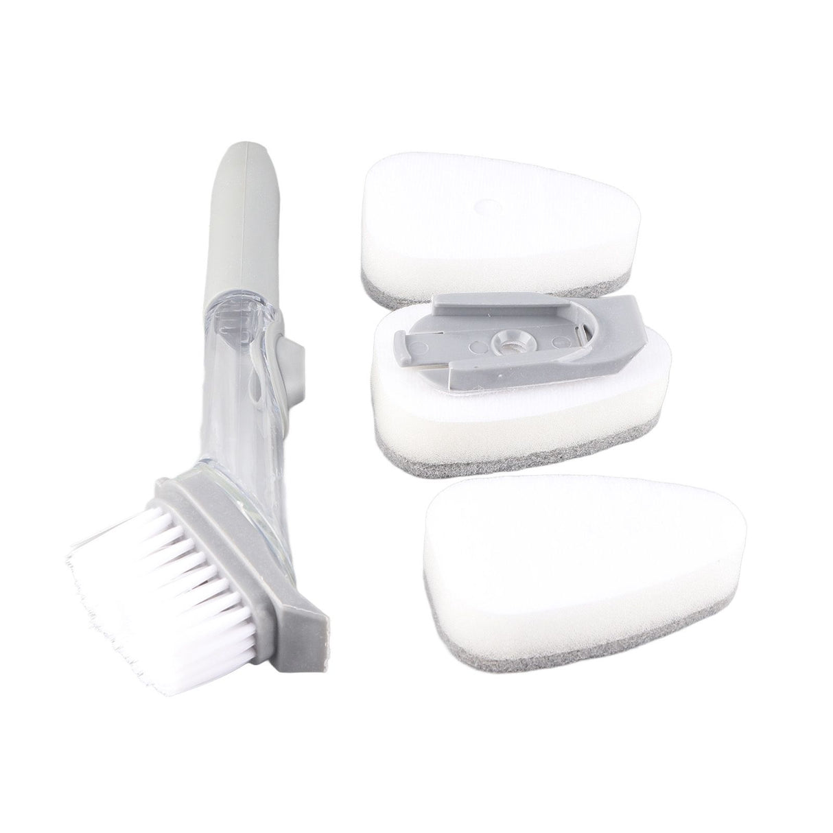 Hydraulic Brush Automatic Adding Liquid Pot Soft Kitchen Brush Kitchen Utensils for Pot Bowl1Pc Handle 1Pc Brush 3Pcs Sponges