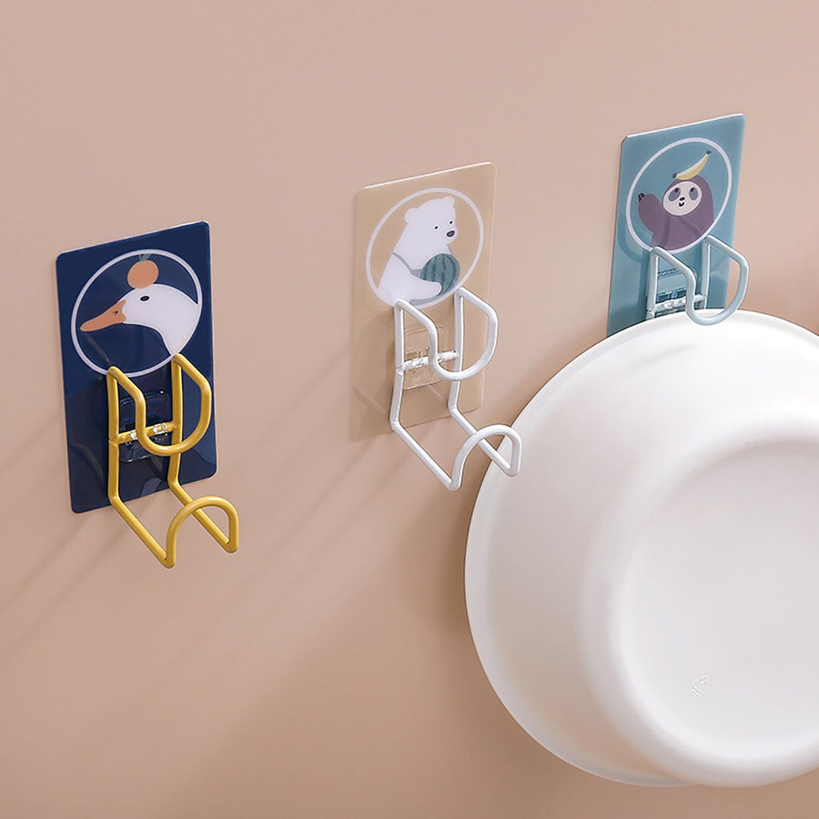 Cute Hooks Wall Mounted 360° Rotating Hook Orderly Storage Strong Stickiness Towel Rack for Bathroom KitchenAlpaca
