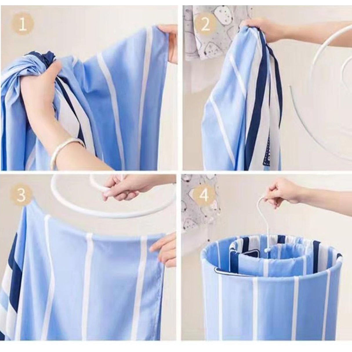 Spiral Hanger Dedicated Space Saving Stainless Steel Rustproof Quilt Bed Linen Hanger for large Sheets Quilts CurtainsWhite