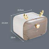 Waterproof Toilet Paper Holder Cute Rod Antlers Transparent Window Adjustable Hanging Wall Mounted Tissue Box HolderWhite - Top-Down View