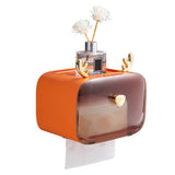 Waterproof Toilet Paper Holder Cute Rod Antlers Transparent Window Adjustable Hanging Wall Mounted Tissue Box HolderOrange