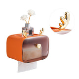 Waterproof Toilet Paper Holder Cute Rod Antlers Transparent Window Adjustable Hanging Wall Mounted Tissue Box HolderOrange