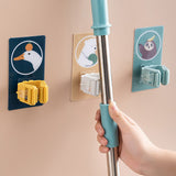 Wall Mounted Mop Clip Strong Adsorption Capacity Waterproof Roller Design Broom Rack for Bathroom Kitchen ToiletSloth