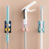 Wall Mounted Mop Clip Strong Adsorption Capacity Waterproof Roller Design Broom Rack for Bathroom Kitchen ToiletSloth