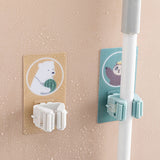Wall Mounted Mop Clip Strong Adsorption Capacity Waterproof Roller Design Broom Rack for Bathroom Kitchen ToiletSloth - Rear View