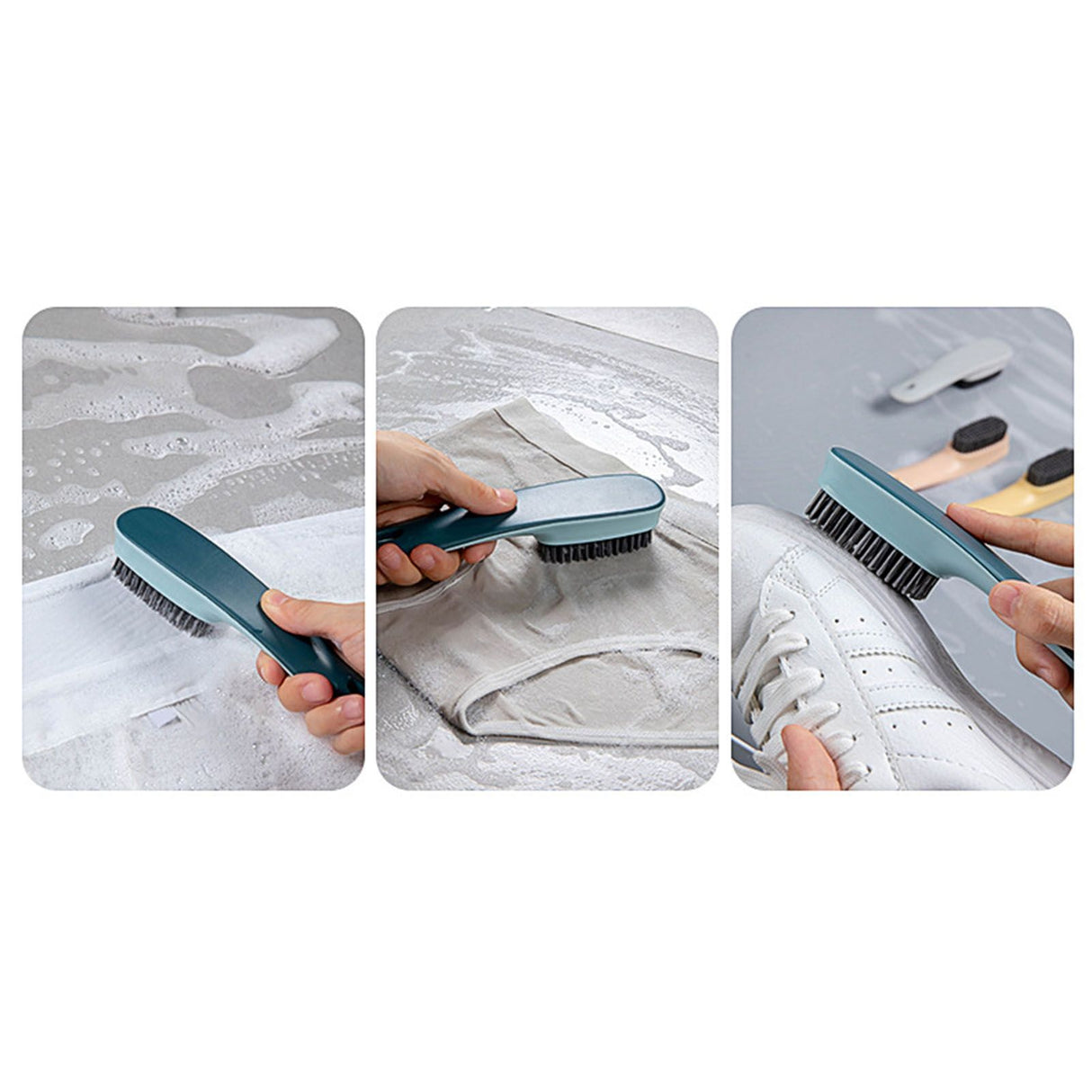 Shoes Brush Multifunctional Flocked Bristles Laundry Brush Cleaning Tool for HouseholdDark Blue