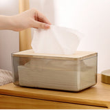 Tissue Box Holder Transparent Box Wear Resistant PP Compressed Wood Napkin Box with Nonslip Bottom for Home Living Roomblack Small