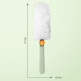 Hand Duster Electrostatic Adsorption Washable Replaceable Cleaning Fibers Telescopic Duster for Floor Desk CleaningGreen