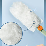 Hand Duster Electrostatic Adsorption Washable Replaceable Cleaning Fibers Telescopic Duster for Floor Desk CleaningGreen - Top-Down View