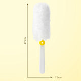 Hand Duster Electrostatic Adsorption Washable Replaceable Cleaning Fibers Telescopic Duster for Floor Desk CleaningFlat White